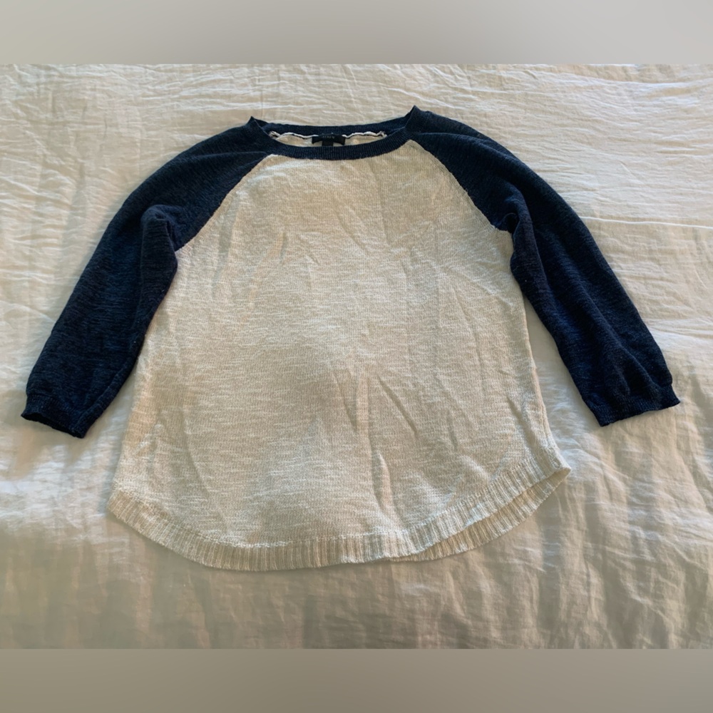 J. Crew Navy and White Baseball Sweater